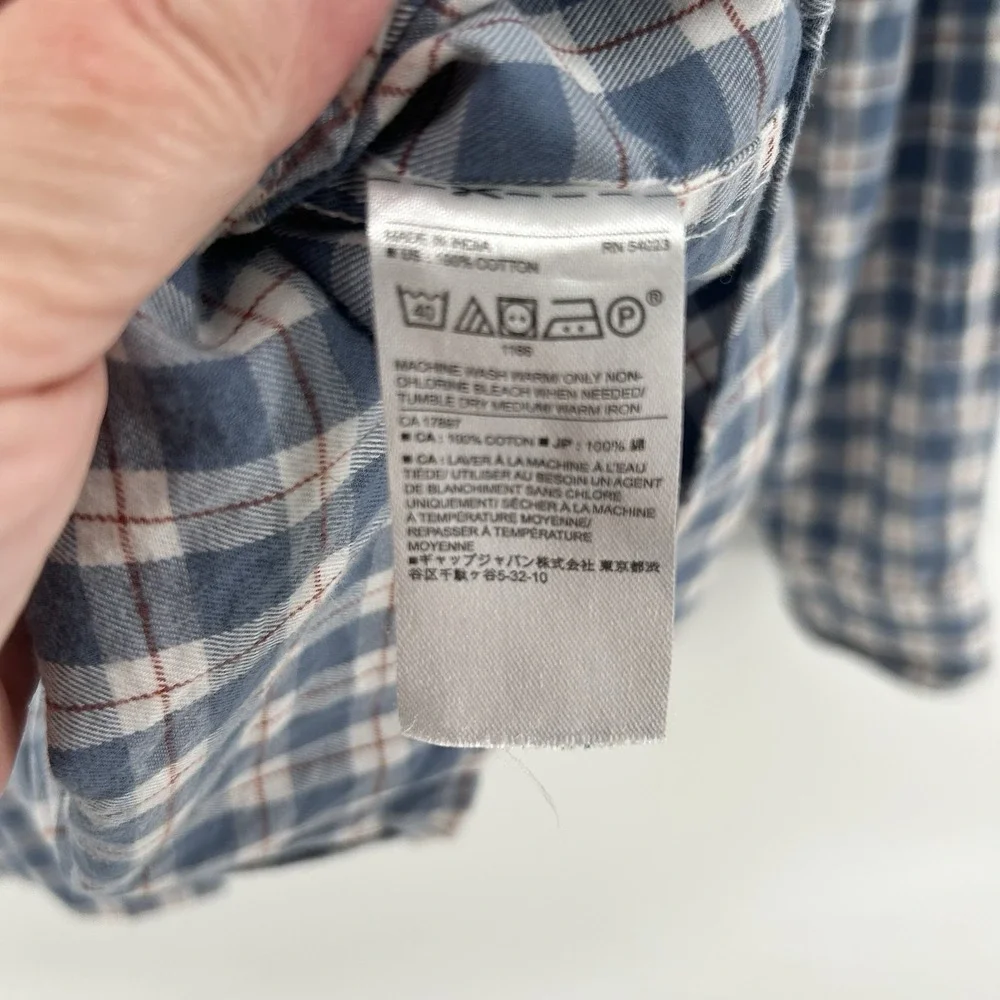 Banana Republic Shirt‎ XL Untucked Fit Blue Plaid Button Up Preppy Casual